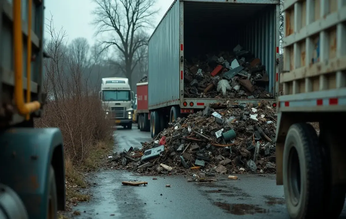 Scrap metal removal service visual with safe organized trailer loading